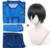 Anime Blue Cosplay Costume Jersey Red Uniform T-shirt Wig Men Chigiri Hyoma Seishiro Reo Mikage Nagi Cosplay Football Jerseys