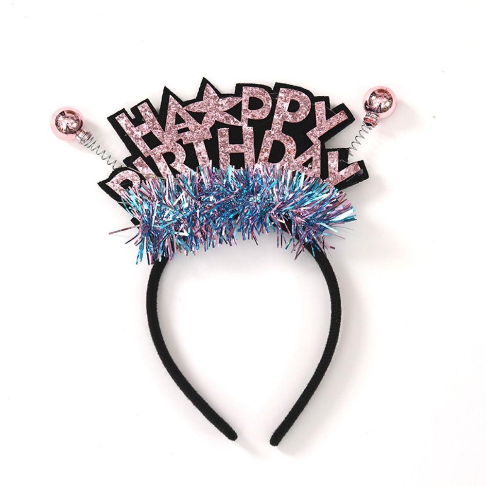 Plastic Ball LED Light Hair Hoop Letter Children Birthday Hair Bands Happy Birthday Headband  Girls
