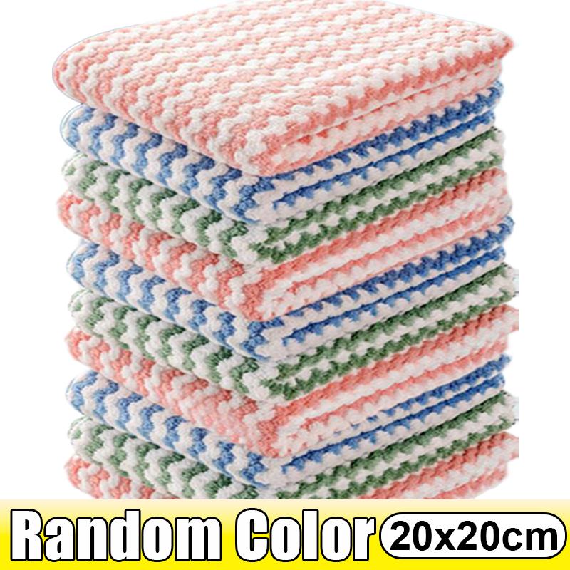 50/1pcs Coral Fleece Dishcloths Kitchen Washing Dish Rags Super Absorbent Cleaning Cloths Scouring Pads Glass Windows Wipe Towel