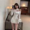 Sexy One-shoulder Dress for Women In Autumn and Winter New Off-shoulder Pure Slim Hip-packing Hot Girl Skirt