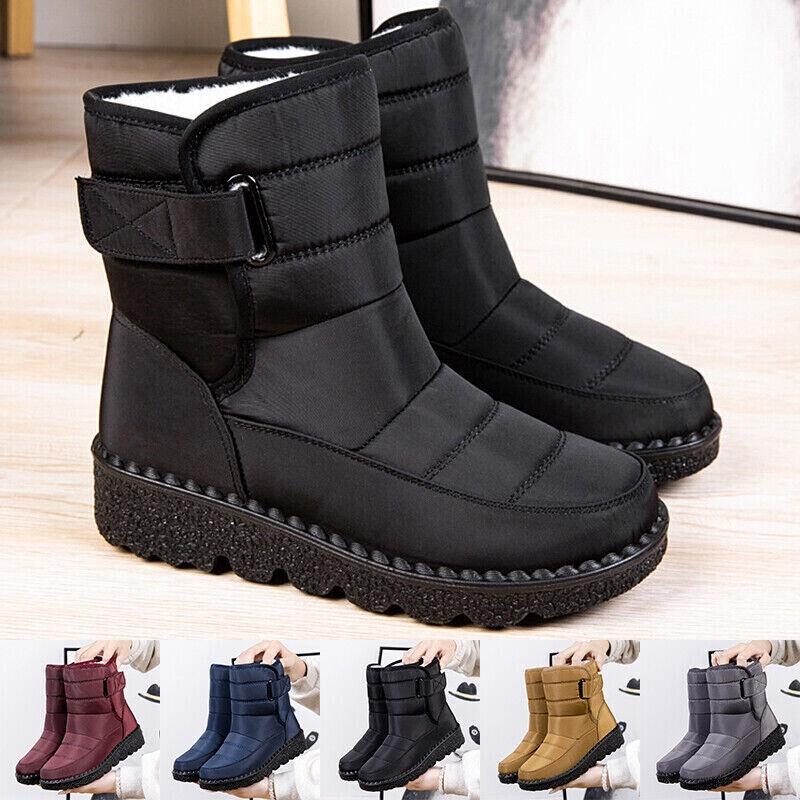 Ladies' Waterproof Snow Boots European Size 44 Magic Tape Closure Breathable Canvas Upper Slip-resistant Rubber Sole Ideal For Winter