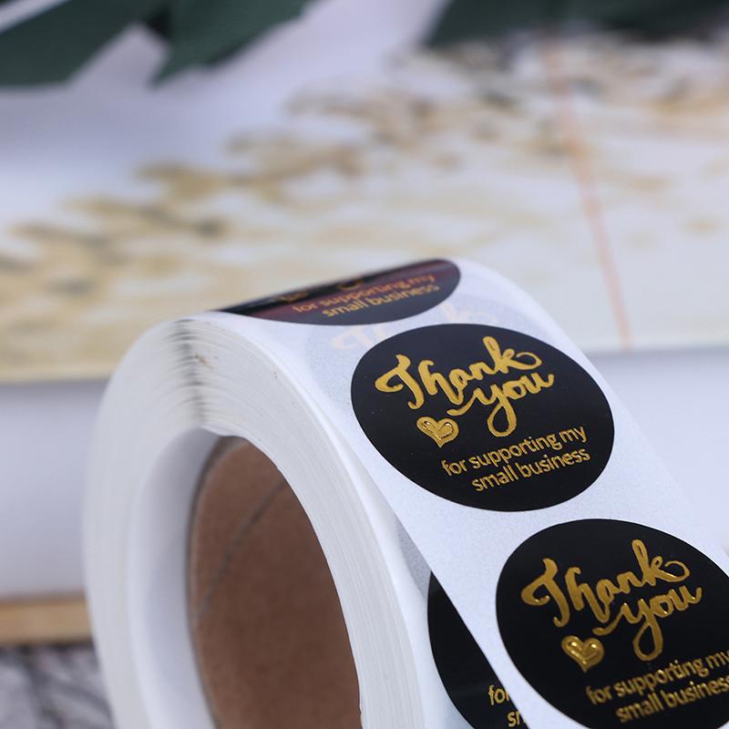 500 шт. наклейка «спасибо» свадебный декор печать штамповка розовая черная круглая этикетка