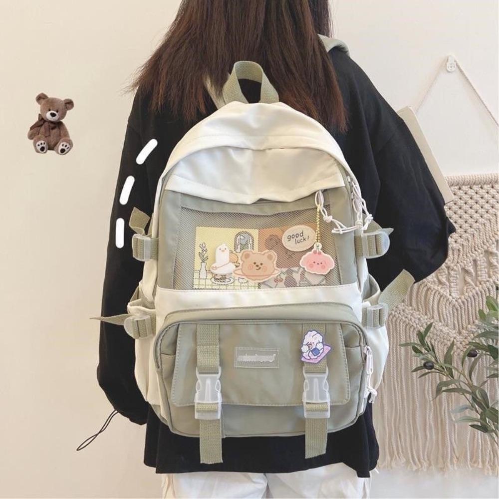 Nylon Canvas Schoolbag College Style School Bag Simple Large Capacity Backpack Girl