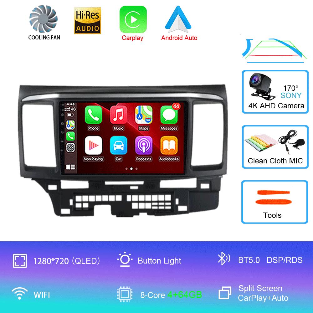 9-дюймовый Android 14 для MITSUBISHI LANCER 10 X 2008 2009 2010 2011 - 2016 автомобильный радиоприемник стерео аудио GPS-плеер Carplay автоматический экран