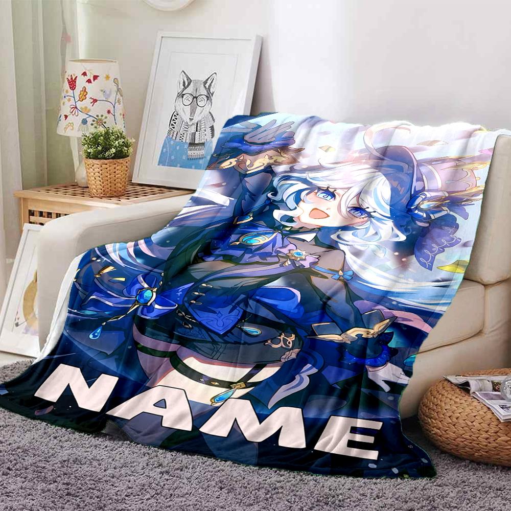 Customiz Name Personality Genshin Impact characters Blanket Soft &Warm Sofa Office Bed Travel Lunch Break Blanket, Gift Suitable All Seasons