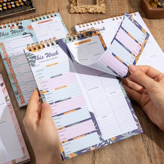 52-недельный отрывной блокнот для планирования питания, на спирали, с отрывным списком покупок, недатированный блокнот для планирования меню для кухни