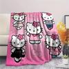 1 шт. Фланелевое одеяло с милым принтом Hello Kitty, Высокое качество, Для всех сезонов, Декор для дома, Тепло и уют, Идеально для рождественских подарков