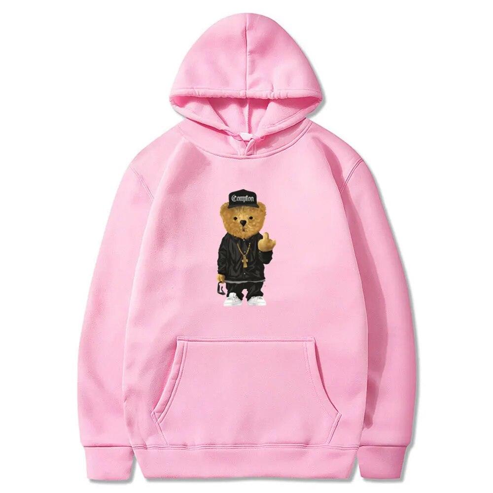 Autumn Winter Hoodies Unisexs Harajuku Toy Bear Print Hooded Sweatshirts Streetwear Hip Hop Casual Pullover Fashion Unisex Clothing