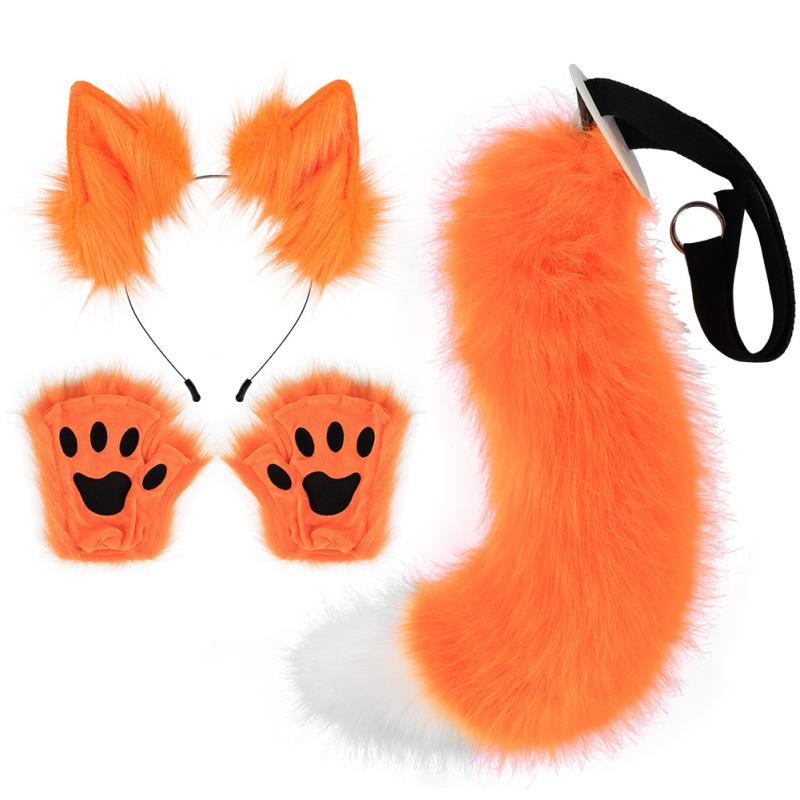 Fox Ear Hairband Beast Tail Halloween Set Beast Paw Simulation Plush Beast Ear Accessories