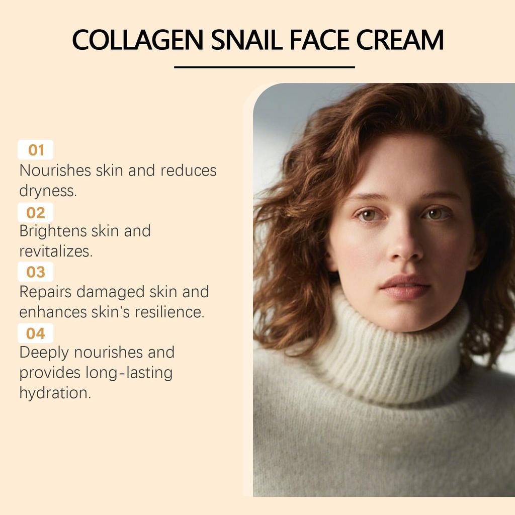 Крем для лица с коллагеном и муцином улитки против морщин, укрепляющий, увлажняющий. Улучшает эластичность и текстуру кожи. Уход за кожей лица