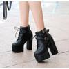 Fashion 2025 Spring New Korean Thick Heels Short Boot 14cm Super High Heel Womens Shoes Platform Sexy White Fashion Ankle Boots