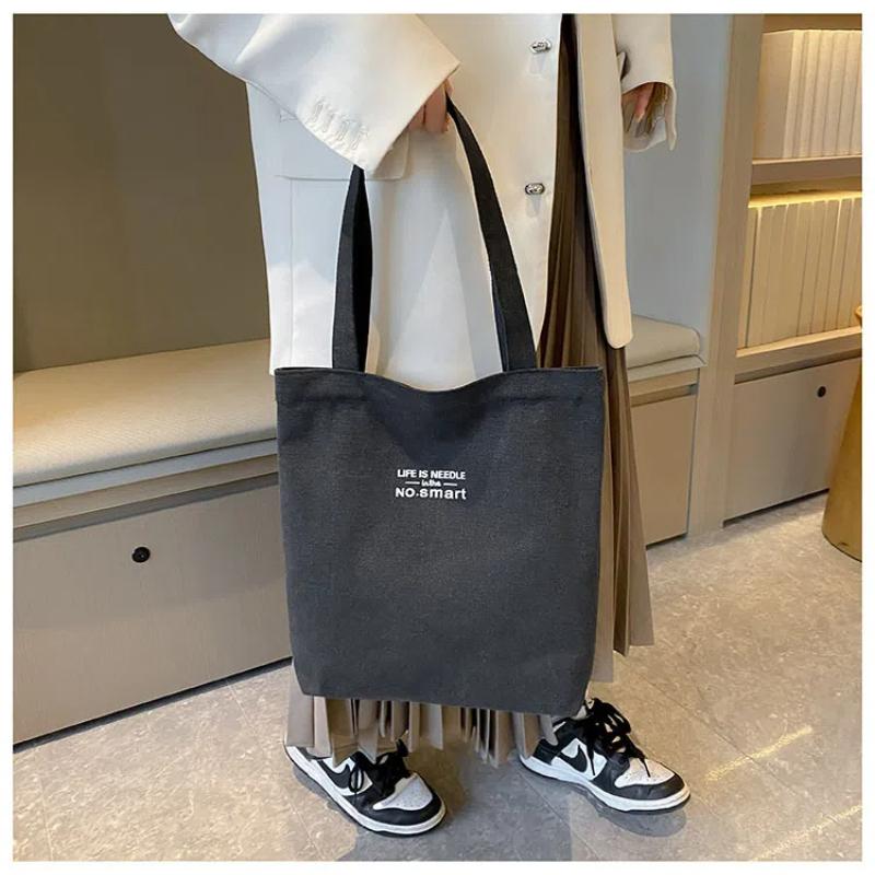 Женская холщовая сумка-тоут, повседневная на плечо, для работы, большая вместимость, с ручками, многофункциональная, большая хозяйственная сумка