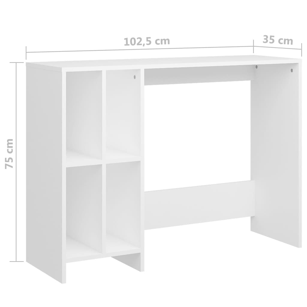 Vidaxl Biurko Pod Laptopa Białe 102,5X35X75 Cm Materiał Drewnopochodny