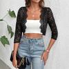 2025 Autumn New Cardigan Placket Spliced Fashionable Lace Short Jacket Top