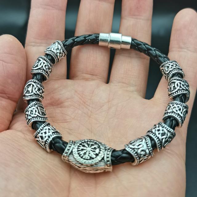 Браслет со скандинавскими рунами Викинго, 13 шт., руны, бусины, Vegvisir, компас, амулет, браслет викингов, славянские аксессуары