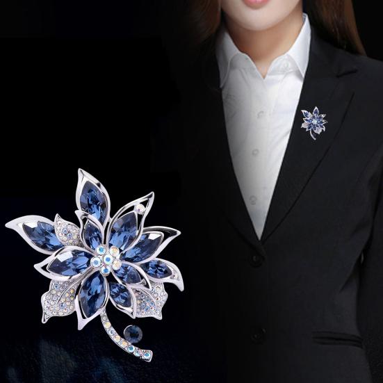 Flower Brooch Rhinestone Decor Hollow Out Formal Suit Coat Collar Hat Scarf Clothes Pin Prom Party Garment Jewelry.