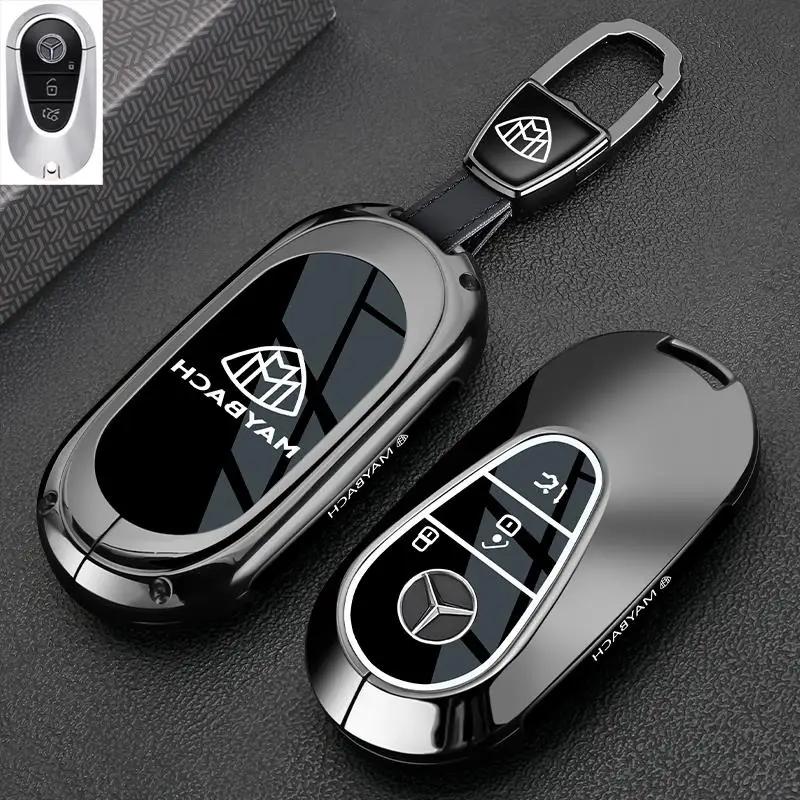 PZQ2 Alloy Style Car Key Case Cover Shell For Mercedes Benz A C E S G Class GLC CLE CLA GLB GLS W177 W205 W213 W222 X167 AMG Keychain