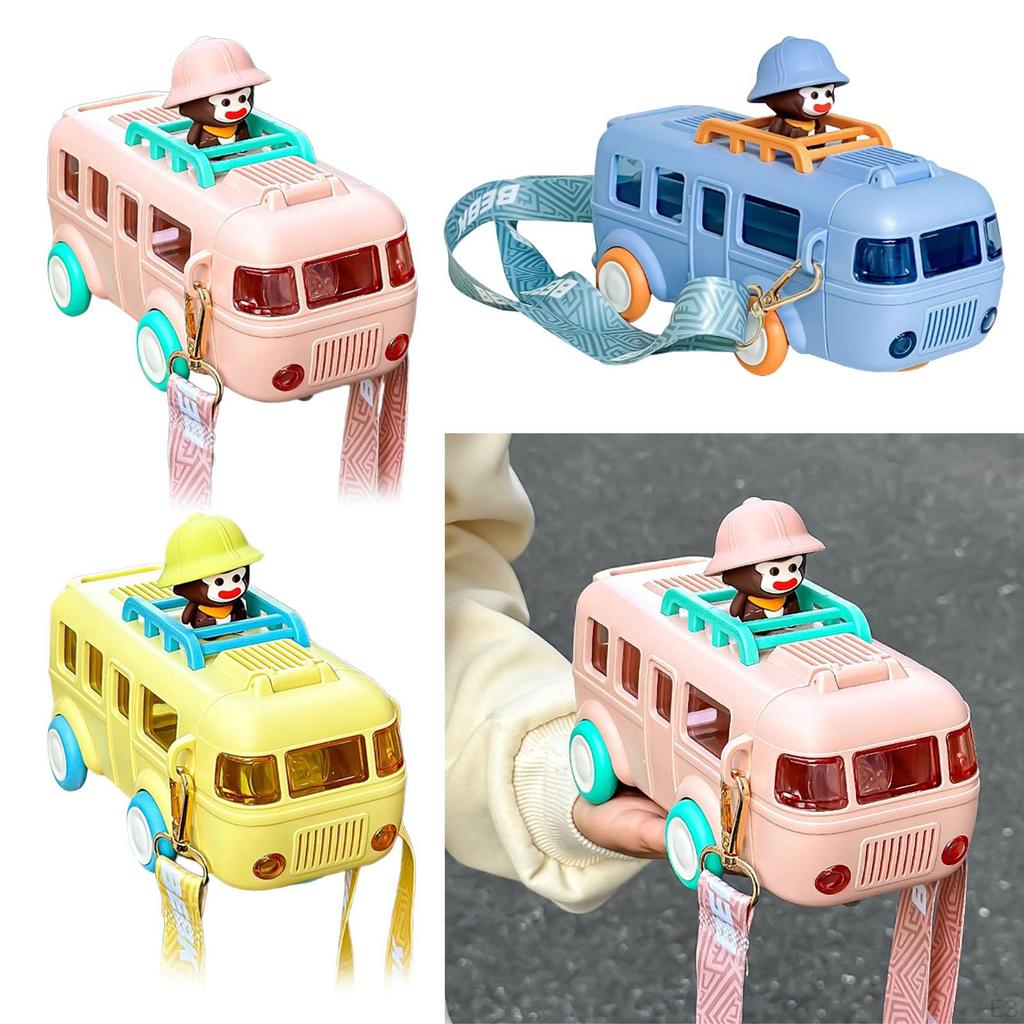 Симпатичная бутылка для воды в форме автобуса с плечевым ремнем, бутылки для девочек, чашка для школы кемпинга