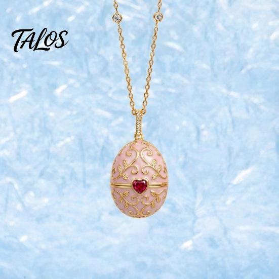 Открывающийся кулон-яйцо Talos на цепочке, Сердце из кубического циркония, Ретро-коробочка, Ювелирный подарок для девушки, жены, мамы