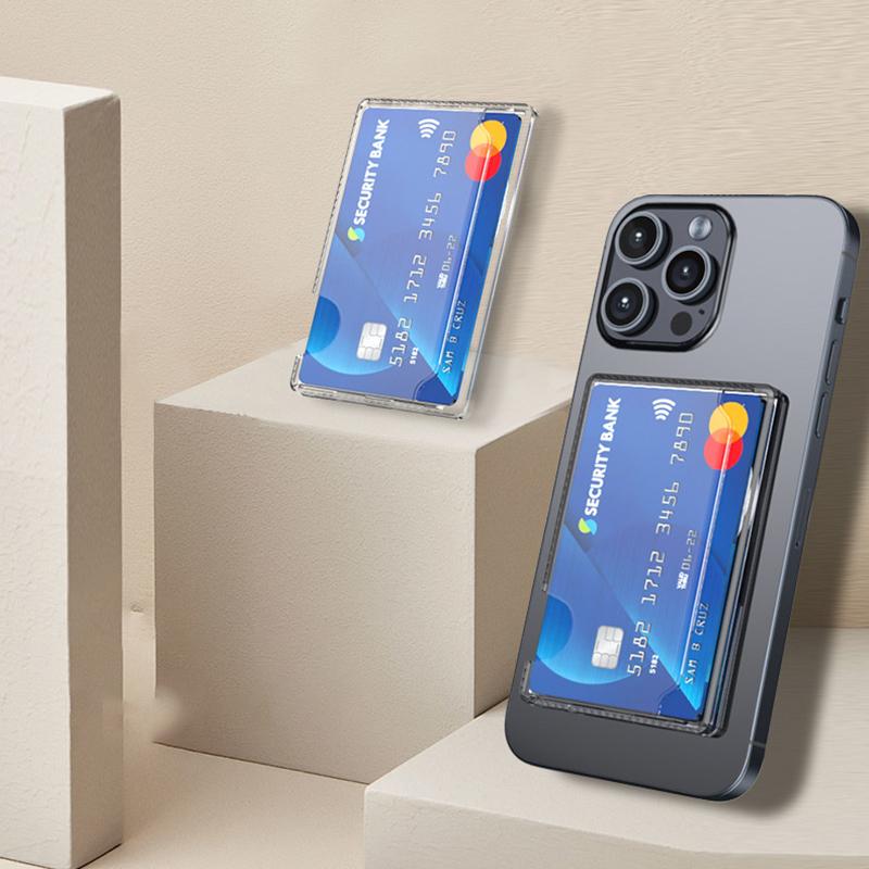 Transparent Magnetic Phone Card Case Back Cover For Iphone 12 For Magsafe For Samsung Xiaomi Huawei For Id Card Bank Card