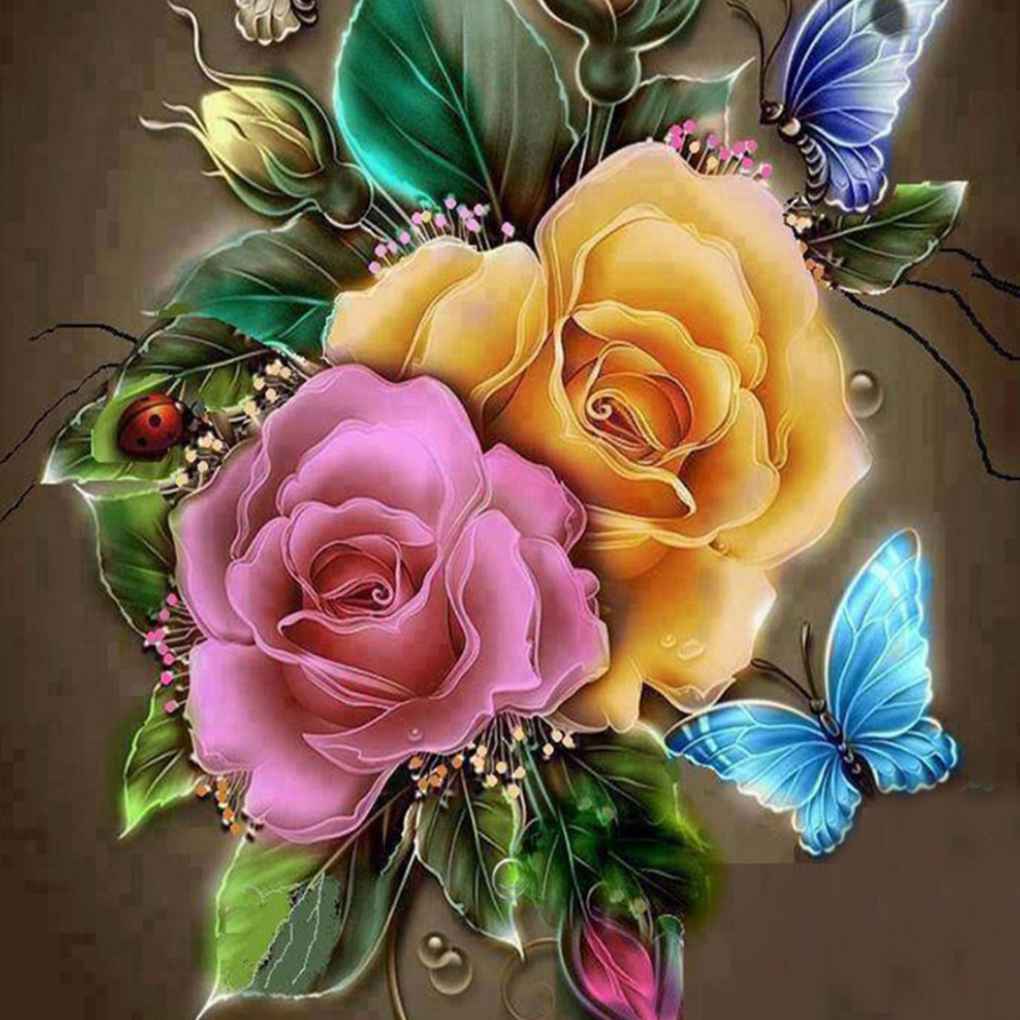 5D Flower Resin Diamond Stitch Crystal Embroidery Painting Room Decorative Resin Needlework Picture