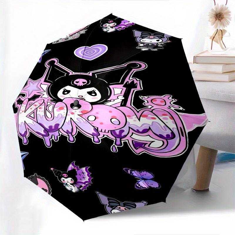 Kuromi,Gothic Kawaii Automatic Umbrella-Foldable, Durable 8-Bone Design, Compact and Stylish, Great for Camping, Halloween, Christmas, Mothe