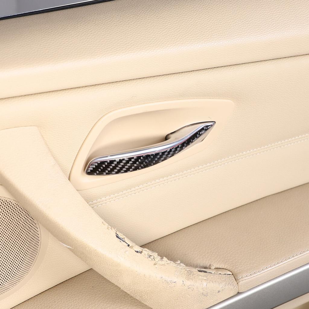 Carbon Fiber Inner Door Handle Trim Cover Sticker For BMW 3 Series E90 05-12