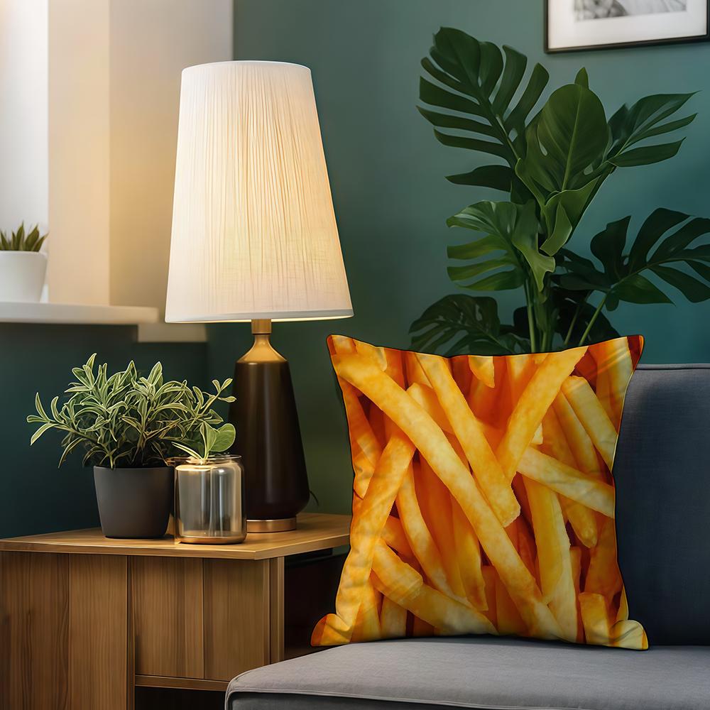 Модная крутая подушка-картошка фри, наволочка, подарки на день рождения, годовщину, двусторонняя печать, наволочка на молнии, мягкое постельное белье для кожи
