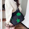 Women Star Nylon Shoulder Bag Drawstring Crossbody Bag Large Capacity Casual Satchel Student Travel Bag