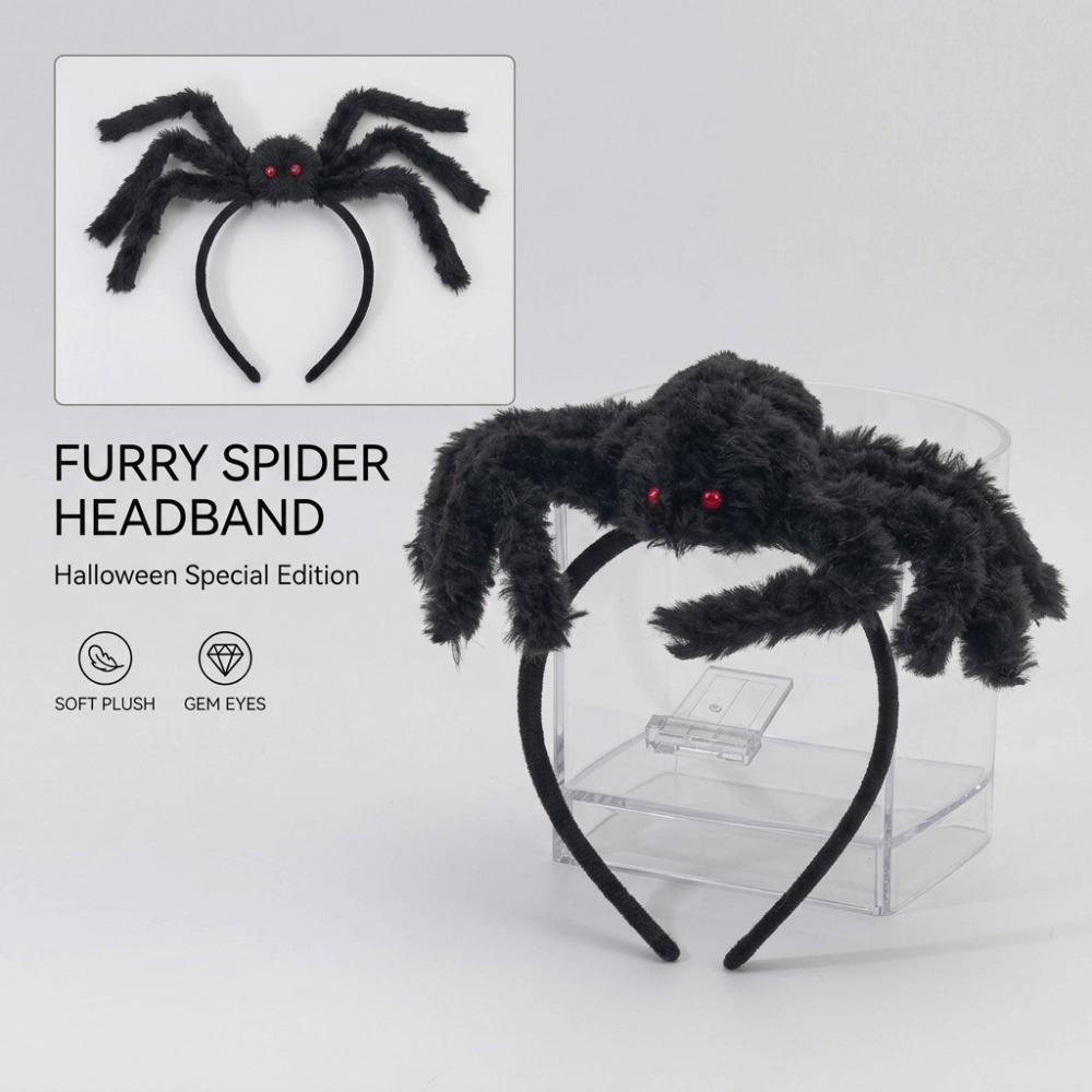 Realistic Plush Spider Headband Scary Style Giant Spider Hair Accessory Spooky Hair Hoop Cosplay