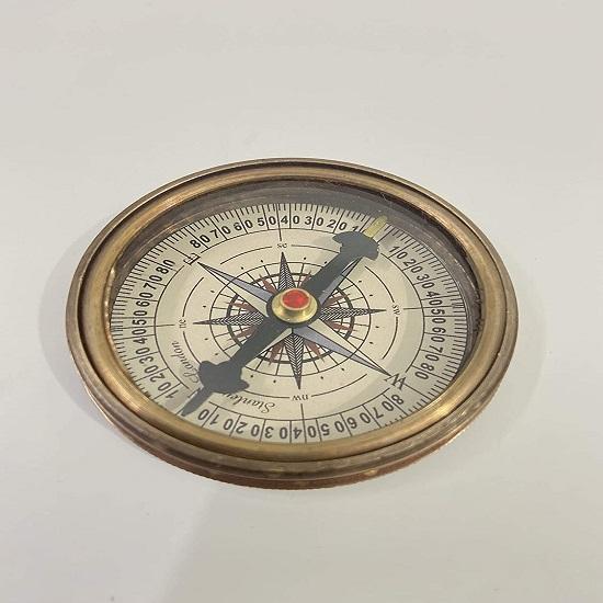 Nautical Solid Brass Vintage Finish 100 Years Calendar Compass with Robert Frost Poem