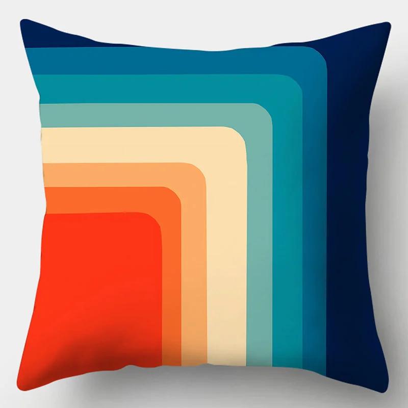 Rainbow Geometric Color Splicing Pillowcase 45x45cm Polyester Sofa Chair Cushion Cover Modern Room Home Decor