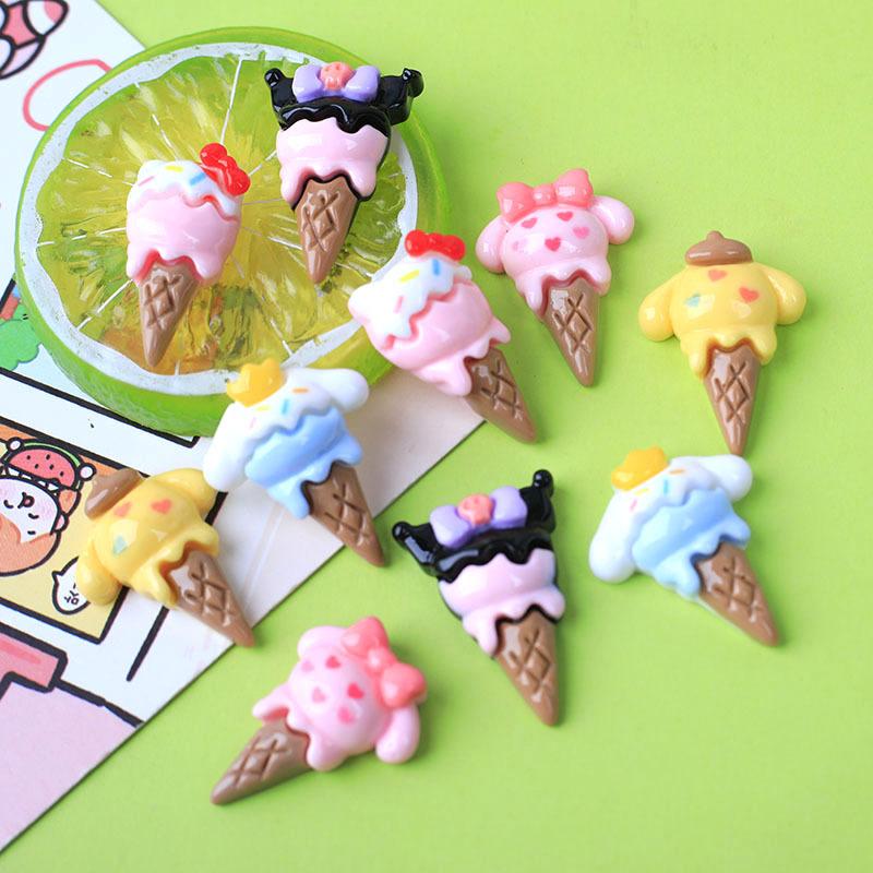 10 Pcs New Cute Bright Surface Cartoon Animal Ice Cream Resin Scrapbook Diy Jewelry Wedding Hairpin Accessories A84