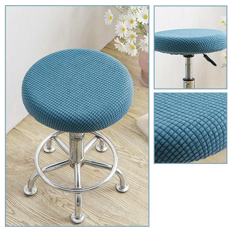 Slipcover Bar Stool Cover Round Chair Cover Anti-Dirty Solid Seat Cushion Protector Removable Stool