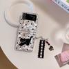 Чехол для телефона Art Water Ripple Dots Little Black Cat с цепочкой для Samsung Galaxy Z Flip3 4 5 6Folding Creative Niche Women