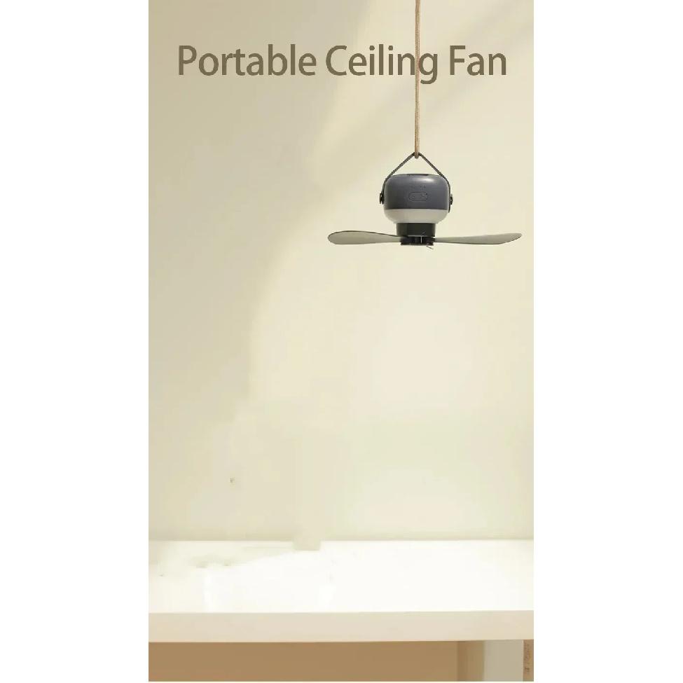 Portable Ceiling Fans Outdoor Camping Fan Tent Ventilator Cooler Rechargeable Electric Fan Remote Control LED Lighting