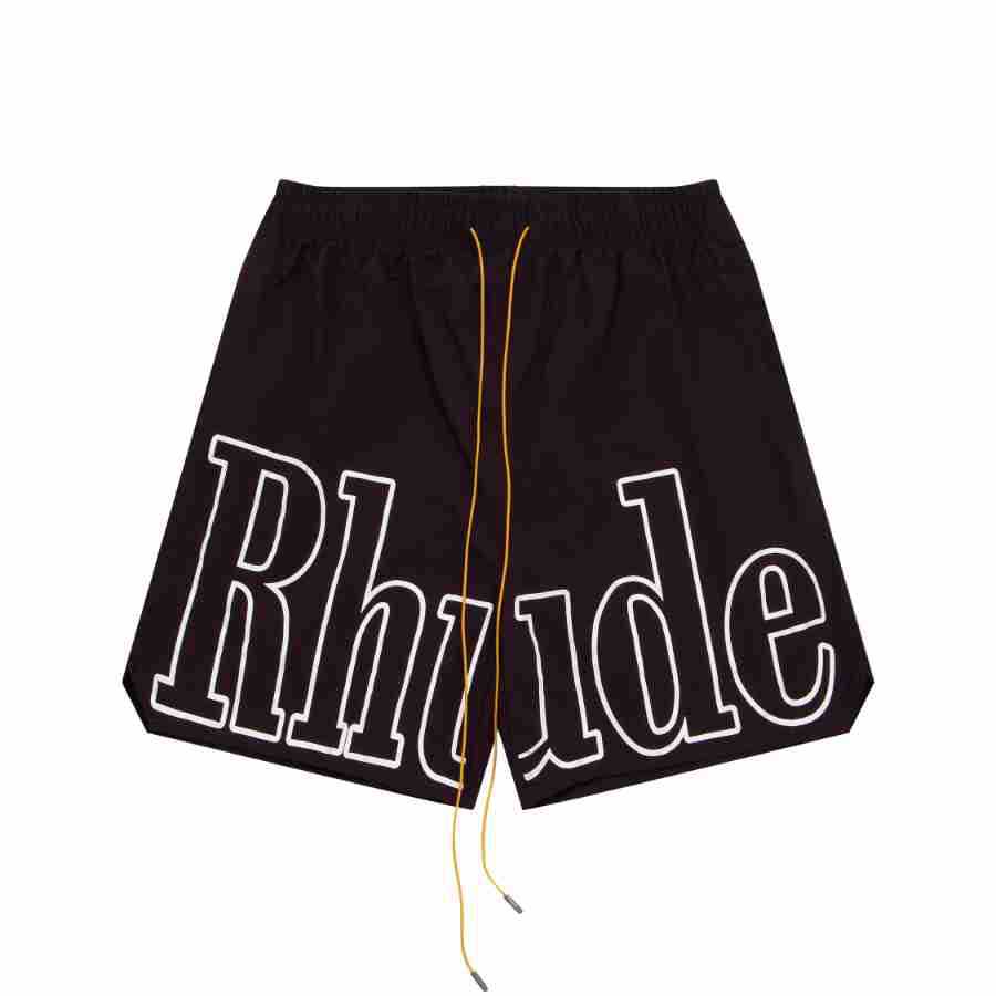 Cross-border European and American trendy brand RHUDE letter logo casual elastic sports shorts men's and women's American high street beach pants