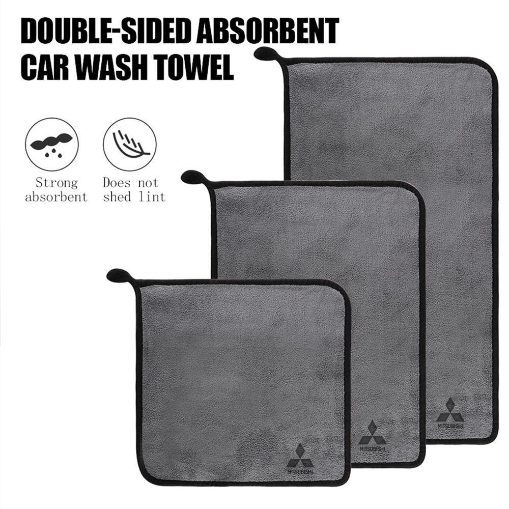 Car Logo Badge Microfiber Wash Towel Cotton Soft Cleaning Rag Drying Cloth For Mitsubishi Asx Lancer L200 Pajero Sport Attrage