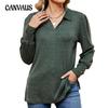 Spring and Autumn Women's Blouse Lapel Long Sleeve Button Loose Milled Long Sleeve Top