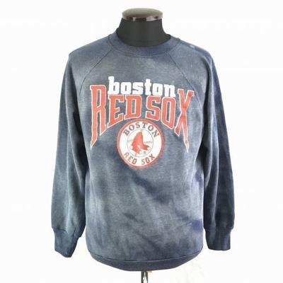 Logo7 USA Редкий свитшот MLB Boston Red Sox Бостон Ред Сокс с крупным принтом Мужской L Темно-синий на флисовой подкладке L(ИСПОЛЬЗОВАЛ)