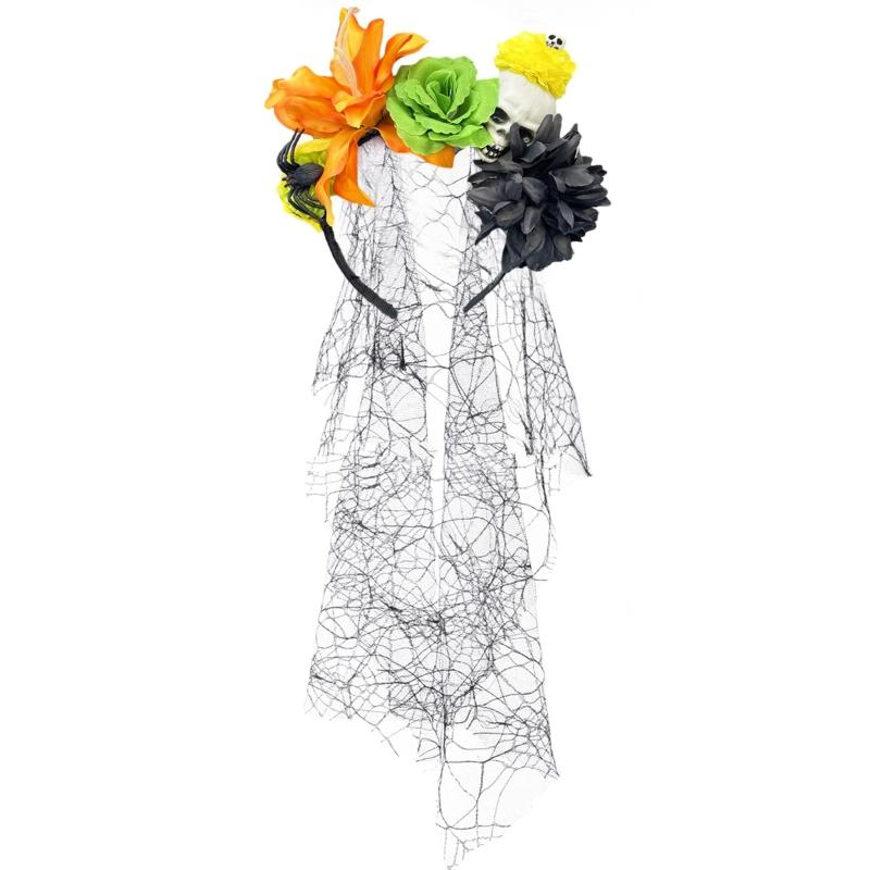 Повязка на голову в виде венка из роз, фотореквизит, бохо, Хэллоуин, головной убор для вечеринки, костюма, головной убор для Дня мертвых