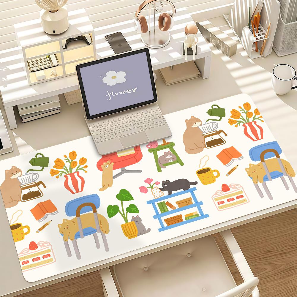 Cartoon Cat O-orosi Mouse Pad Anti Slip Rubber Edge Locked Thickened Laptop Gaming Desk Mat
