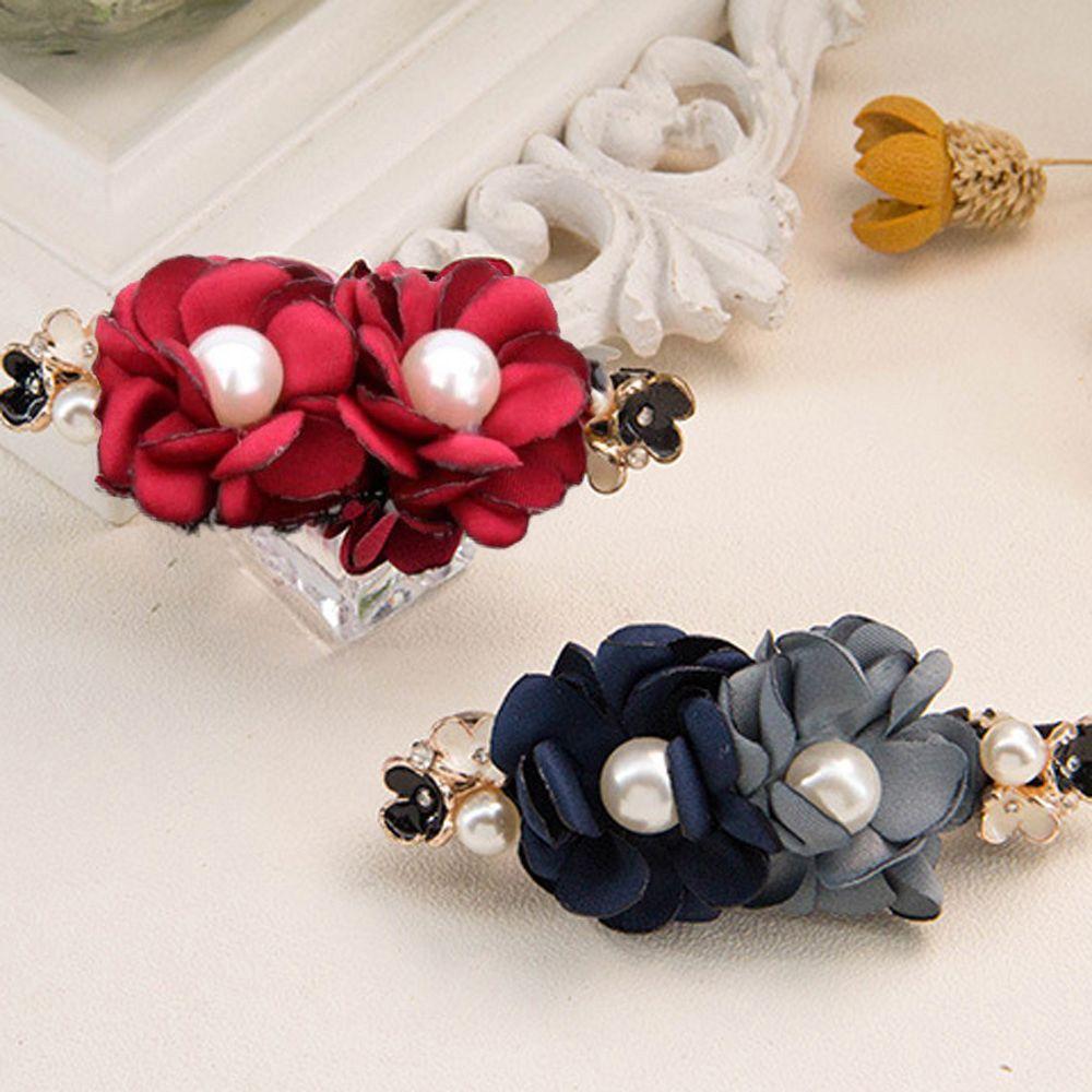 Simple Pearl Flower Cloth Headdress Hairnet Mesh Snood Korean Style Headwear Women Spring Clip