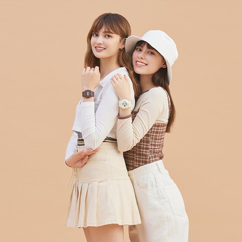 Casio BABY-G Серия 'Шоколадная тема' Ударопрочные и водонепроницаемые Спортивные и для отдыха Милый круглый циферблат Кварцевый механизм Ремешок из смолы Японские BA-110XSW-7APRQ