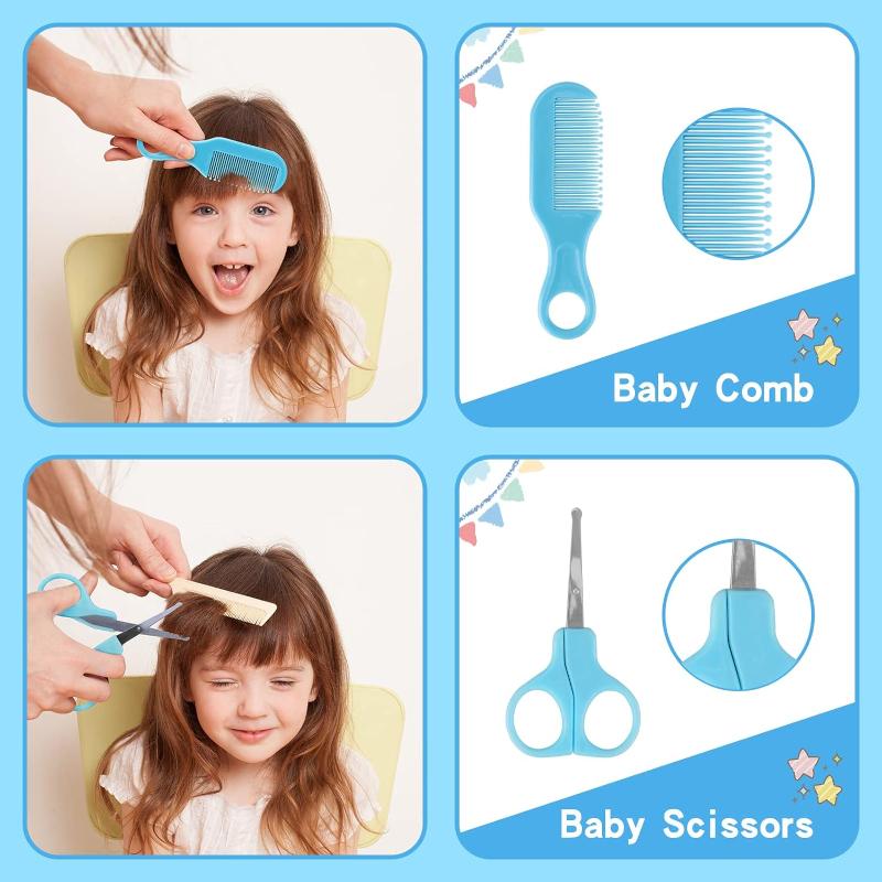 Baby Grooming Set, 8 In 1 Baby Hair Brush / Nail Clipper / Nose Cleaner / Finger Toothbrush / Nail Scissors / Manicure Set, for Baby Care