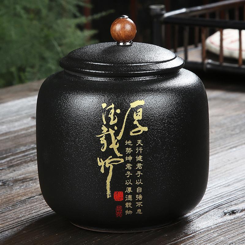 WSHYUFEI черная керамическая чайная банка, китайская фарфоровая керамическая банка, портативная герметичная банка для хранения, чайные коробки, резервуар для хранения конфет, специй