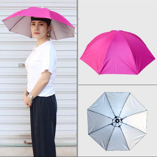 Umbrella Hat with Elastic Headband Waterproof Head Umbrella Hat Portable Hands-Free Folding Cap Fishing Hiking Sunshade Hat for Adult Kids Women Men