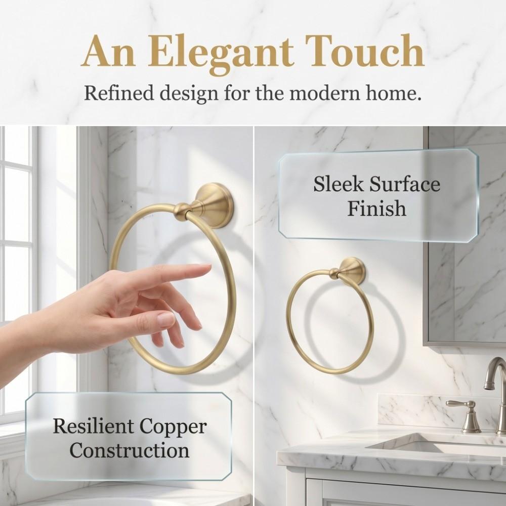 Copper Towel Holder Round Towel Hanger Durable Towel Ring Bathroom Shower Kitchen