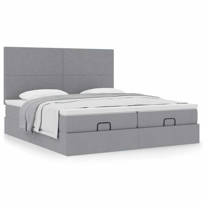 Maison Exclusive - Cadre de lit ottoman et matelas gris clair 160x200cm tissu