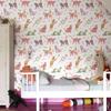 Милые розовые кошки цветочные обои шикарные самоклеящиеся мультяшные настенные украшения элегантная водонепроницаемая наклейка для шкафа
